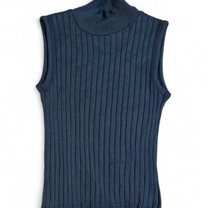 Y2K Black ribbed Coolwear Mockneck Sleeveless sweater Size Large